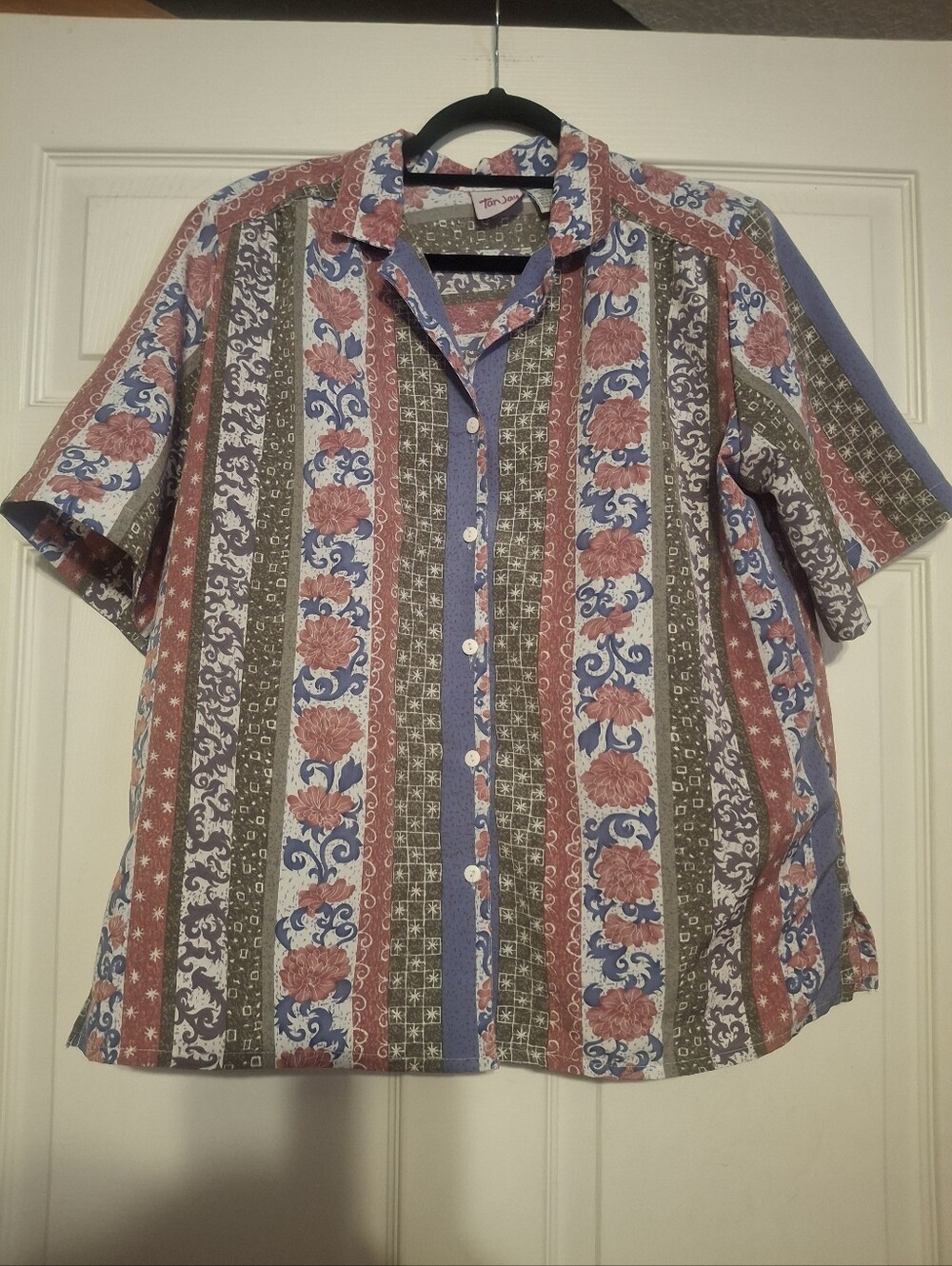 Vintage Multicolor Striped Floral Button-Down Shirt